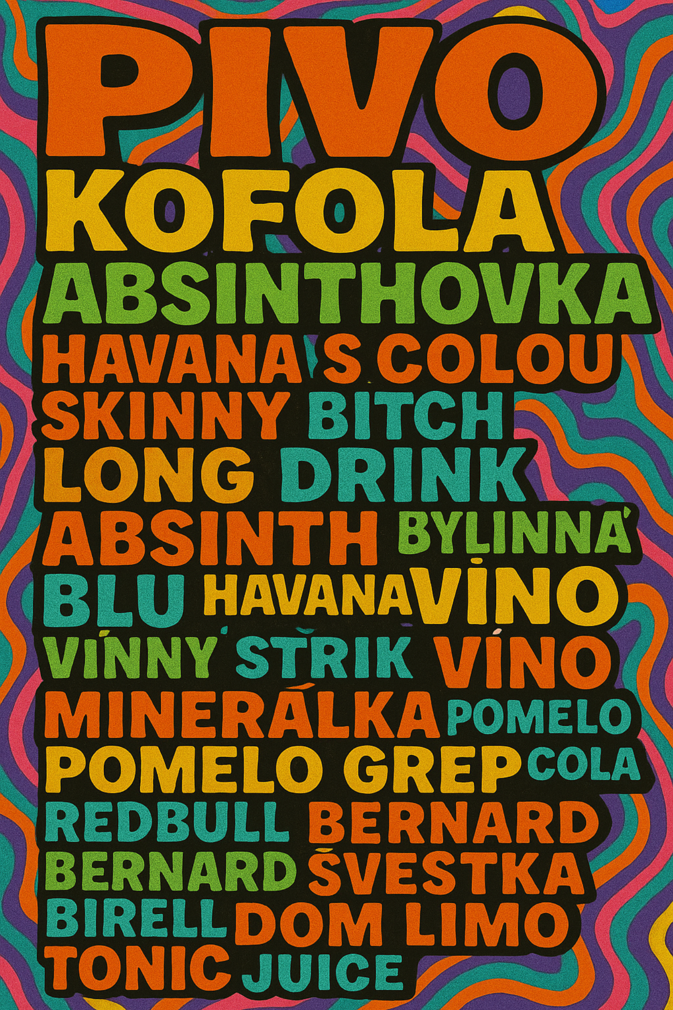 Barové menu SUNRiCE s pivem, Kofolou, absinthem, limonádami a nealkem